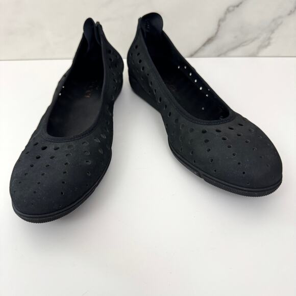 Sesto Meucci Shoes - Sesto Meucci Womens Perforated Flat Shoes Size 7.5 Suede Leather Minimal Black